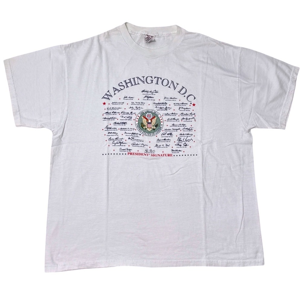 Delta Pro Weight Washington DC US President Signatures Graphic Tee White XL‎
